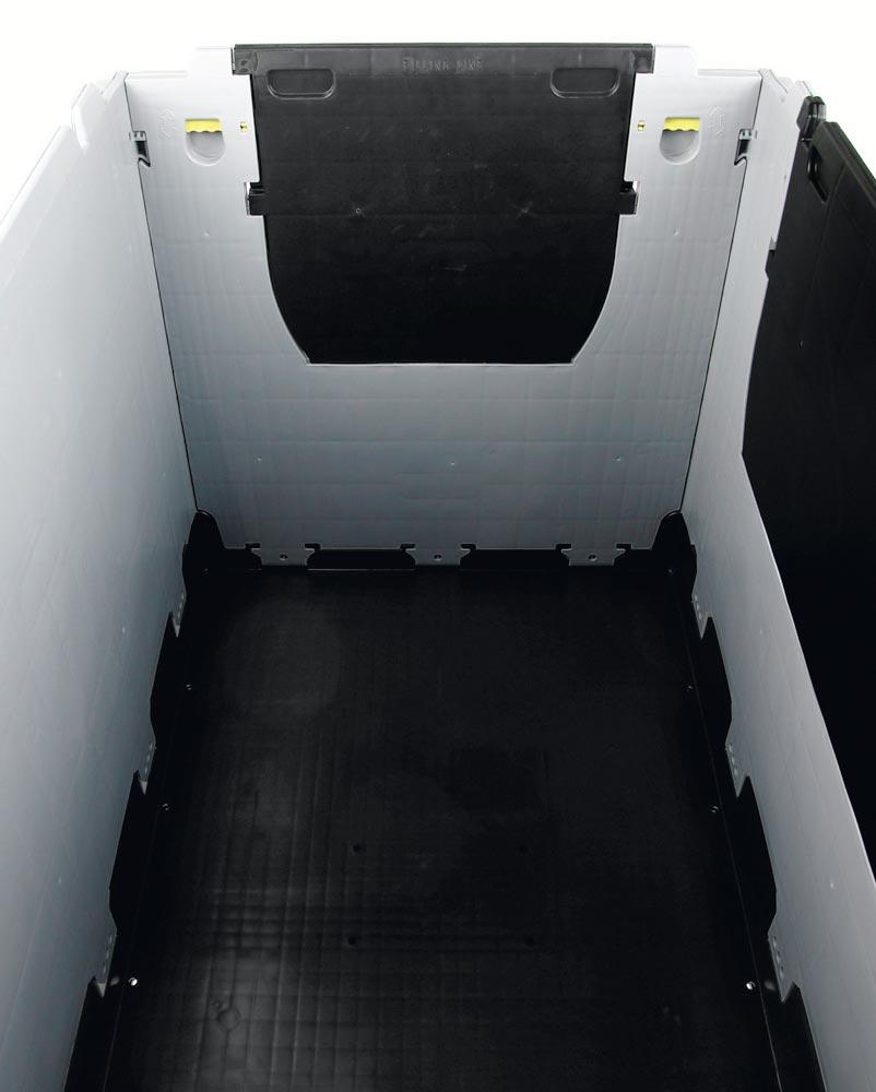 Faltbare Palettenbox, Vol. 665 l, BxTxH 1200x800x960 mm, Traglast 750 kg, Farbe grau/schwarz