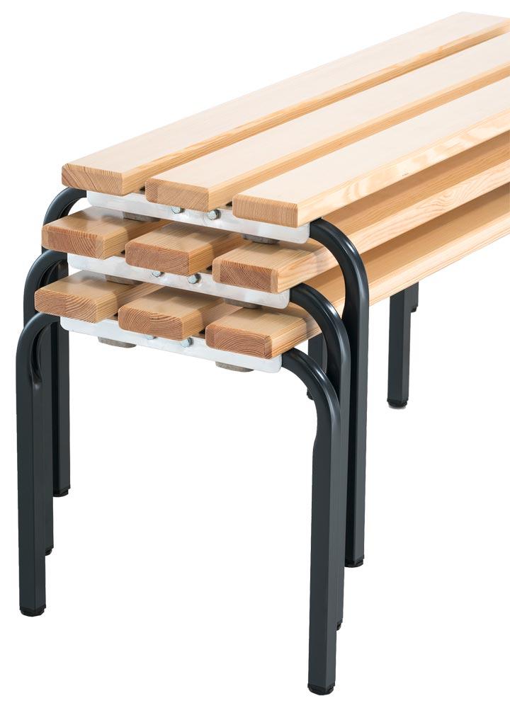 Doppelseitige Garderobenbank, ohne Schuhrost, TxH 700x450 mm, Länge 2000 mm, RAL 7016