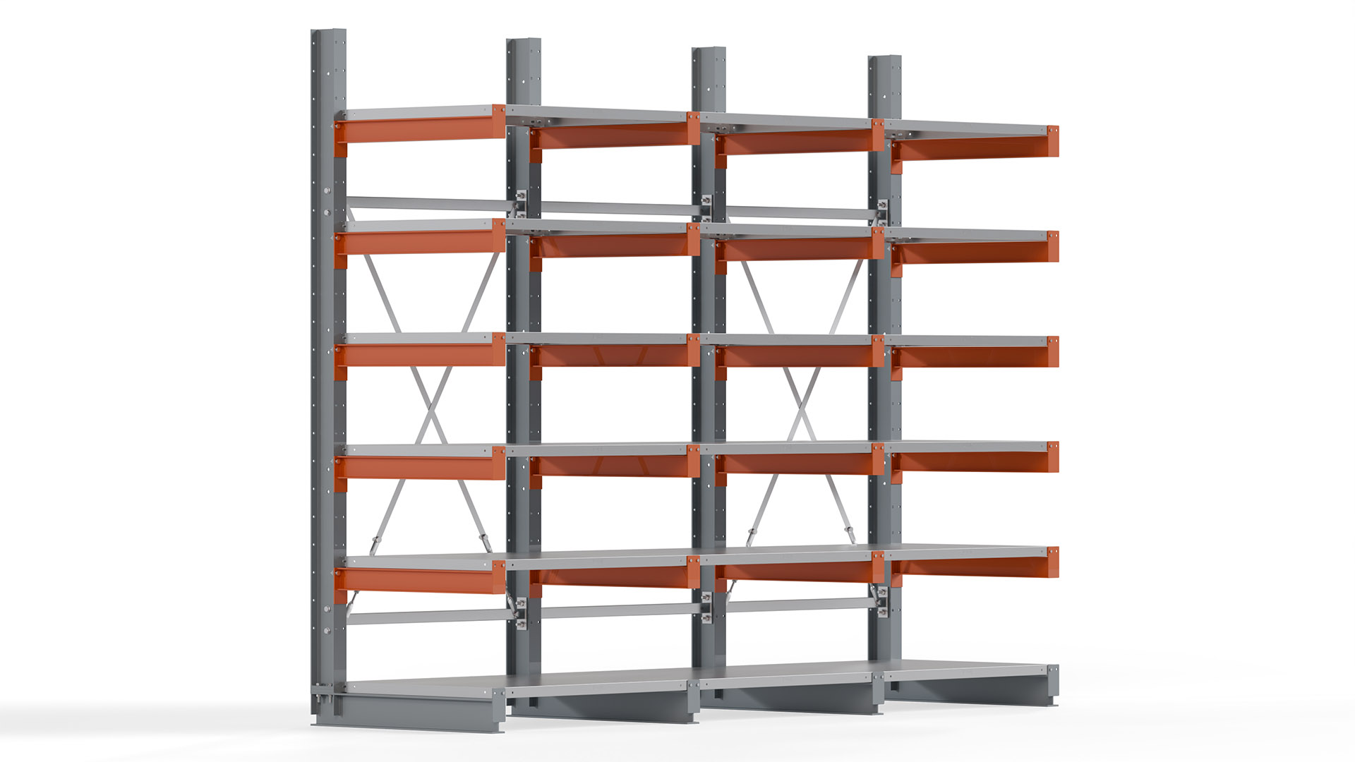 Kragarmregal KARL basic - lackiert - Breite: 300 cm - Höhe: 250 cm - Tiefe: 80 cm - Traglast je Kragarm: 550 kg - einseitig
