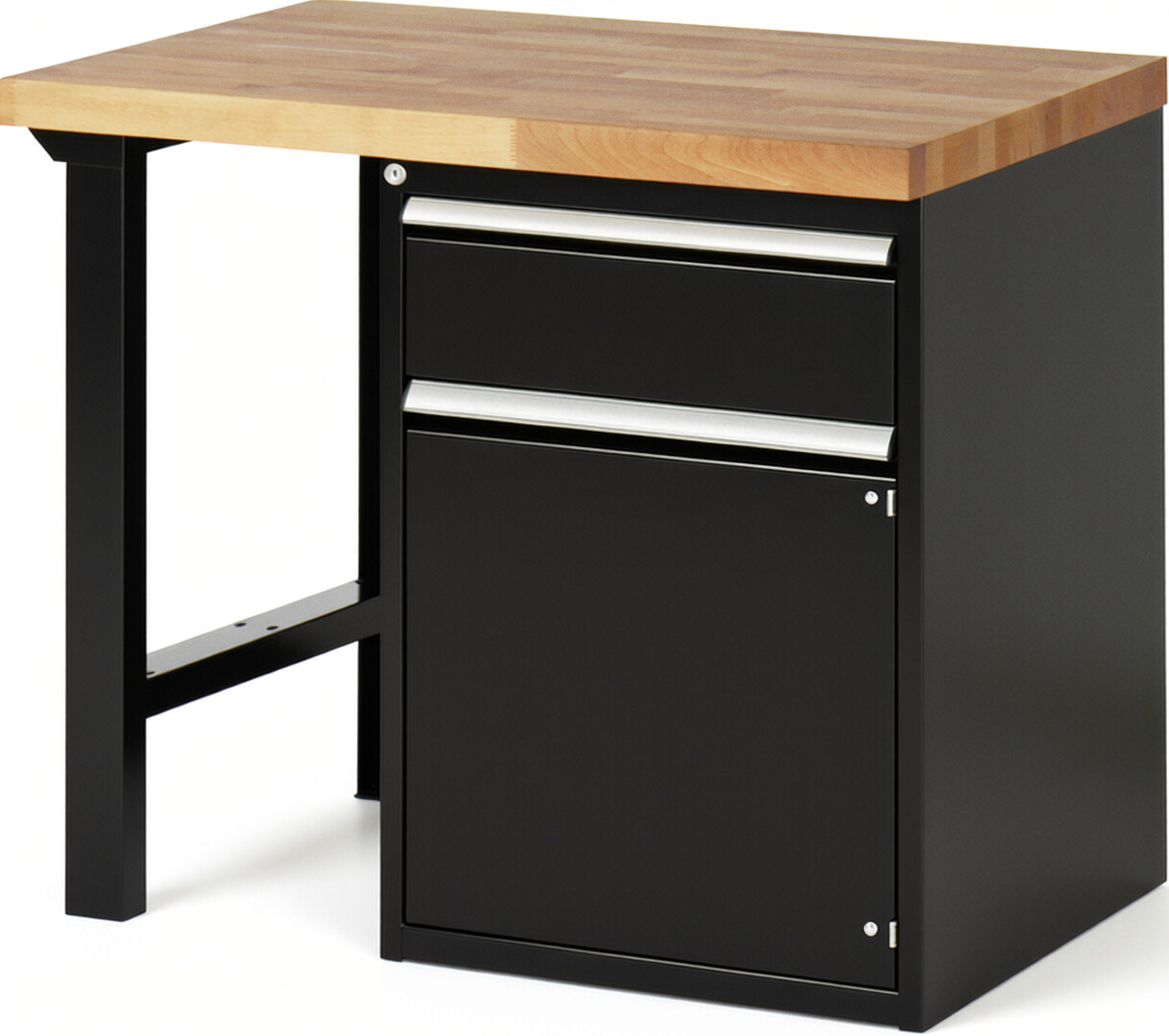 RAU Werkbank schwarz - Breite 100 cm - Tiefe 70 cm - Höhe 84 cm - Buche-Massiv Arbeitsplatte 40 mm