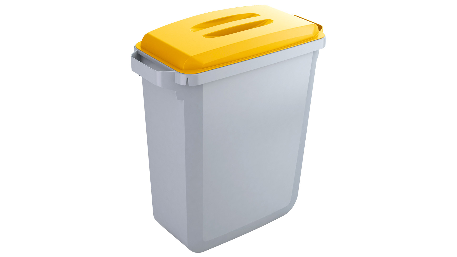 Wertstoffsammler inkl. gelbem Deckel, Kunststoff, Volumen 60 Liter, 2 Griffe, BxTxH 590x282x630 mm, Farbe  grau