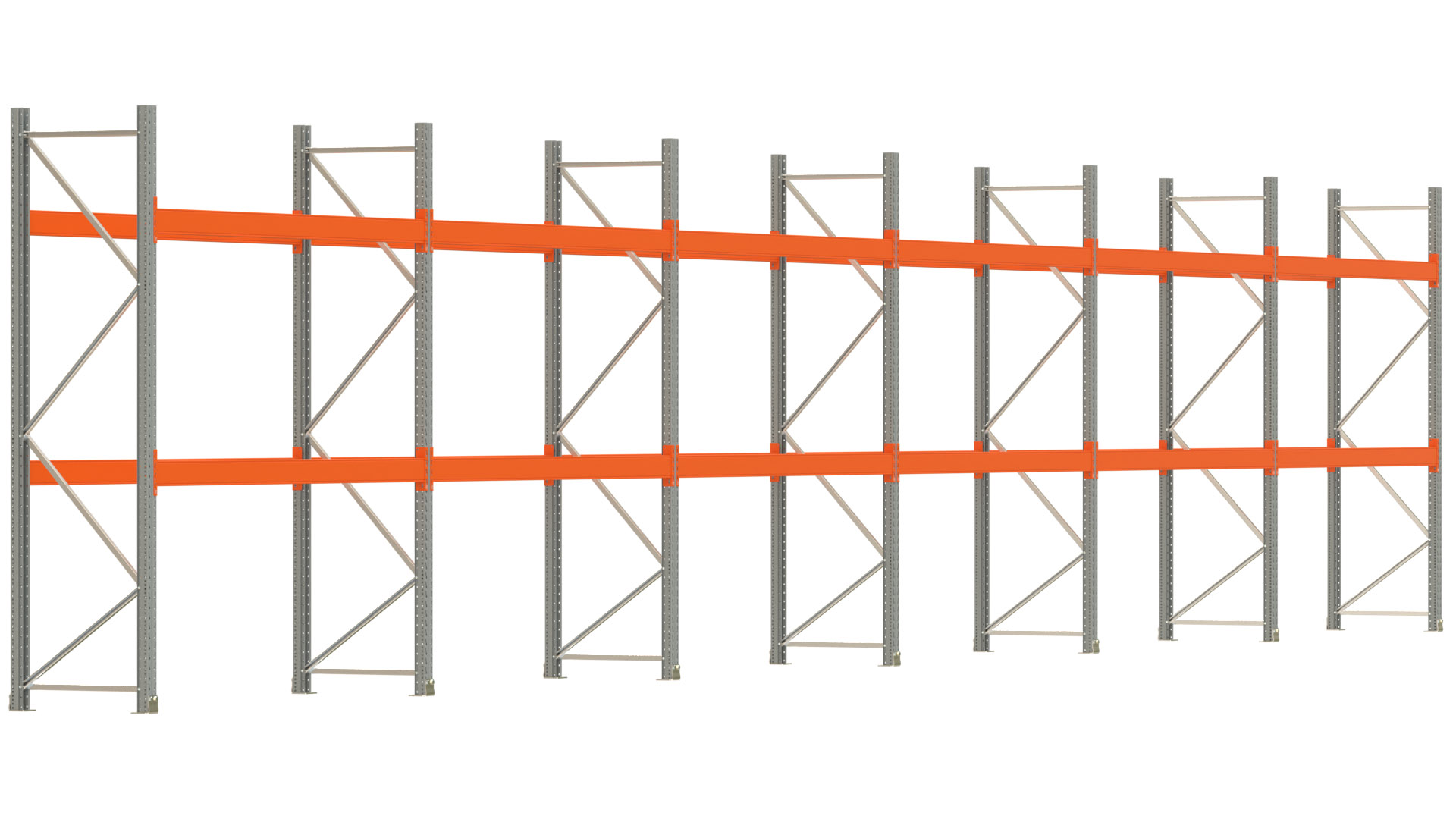 Palettenregal ARTUS - Breite 1679,5 cm - Höhe 300 cm - Tiefe 80 cm - Fachlast 3000 kg - 36 Palettenstellplätze