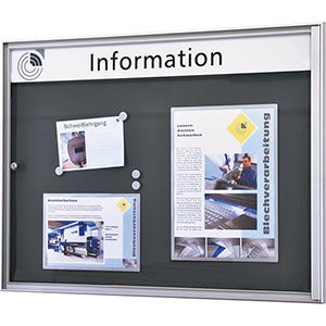 Schaukasten, BxTxH 760x27x500 mm, DIN A2 quer, Aluprofile, ESG-Glas, Rückwand anthrazit, inkl. 10 Magnete + 1 Einstecktasche