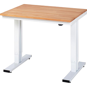 Elektrisch höhenverstellbarer Arbeitstisch, Platte  Buche 25 mm, BxTxH 1000x800x720-1120 mm, RAL 7035, Flächenlast 150 kg