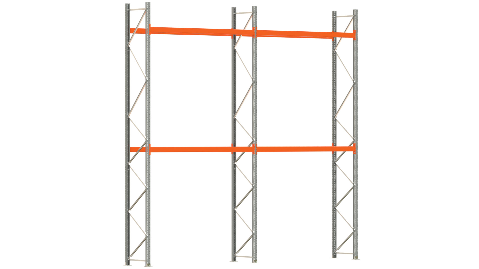 Palettenregal ARTUS - Breite 565,5 cm - Höhe 550 cm - Tiefe 80 cm - 2 Träger-Ebenen - Fachlast 2000 kg - 12 Palettenstellplätze