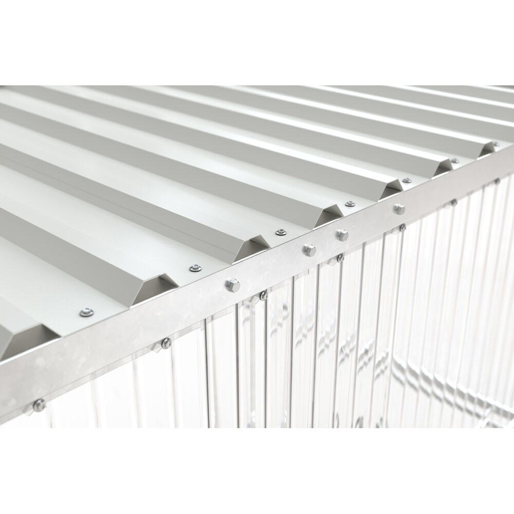 Raucherunterstand, Fahrradunterstand, Raucherecke, Flachdach, für 4-5 Personen, feuerverzinkt, Stahl/PVC, 2.360 x 2.960 x 1.580 mm (HxBxT), Bausatz