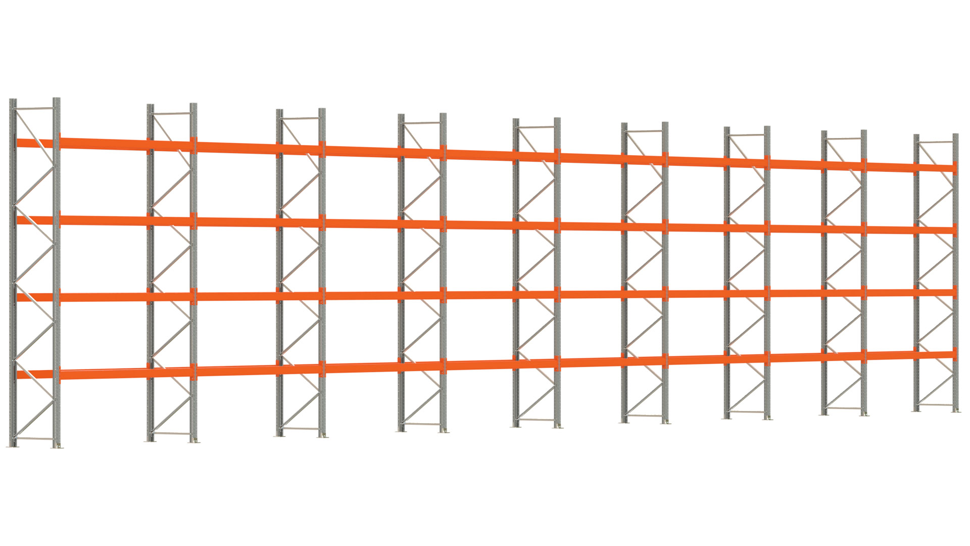 Palettenregal ARTUS - Breite 2236,5 cm - Höhe 450 cm - Tiefe 80 cm - Fachlast 2000 kg - 80 Palettenstellplätze