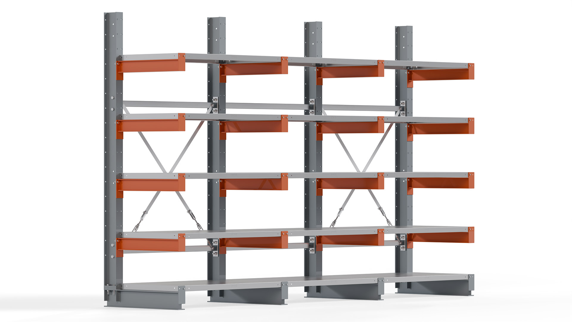 Kragarmregal KARL basic - lackiert - Breite: 300 cm - Höhe: 200 cm - Tiefe: 60 cm - Traglast je Kragarm: 730 kg - einseitig