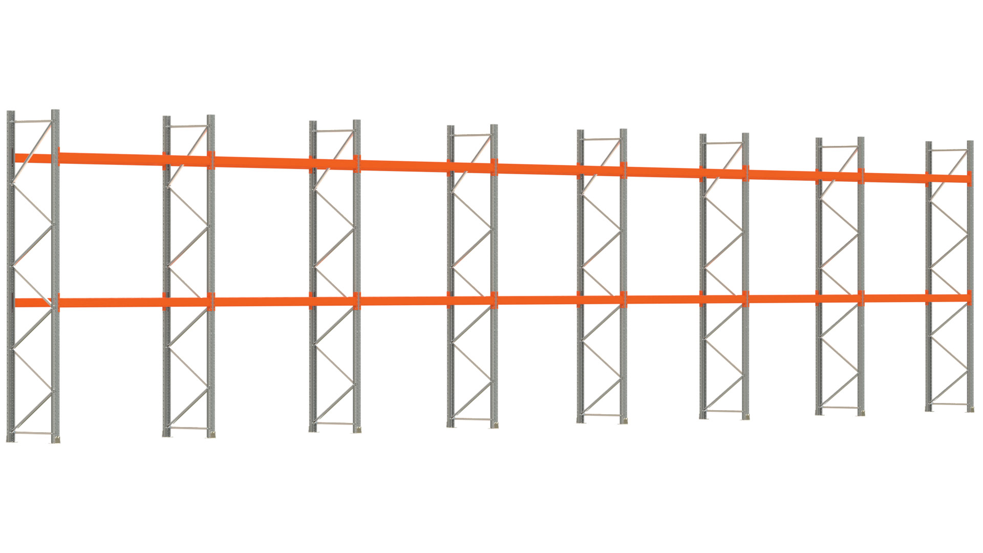 Palettenregal ARTUS - Breite 1958 cm - Höhe 400 cm - Tiefe 80 cm - Fachlast 2000 kg - 42 Palettenstellplätze