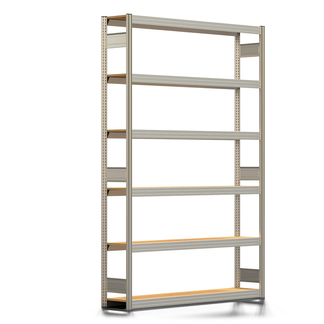 Fachbodenregal BERT - Breite: 169,5 cm - Tiefe: 30 cm - Höhe: 250 cm - 6 Böden - Grundregal