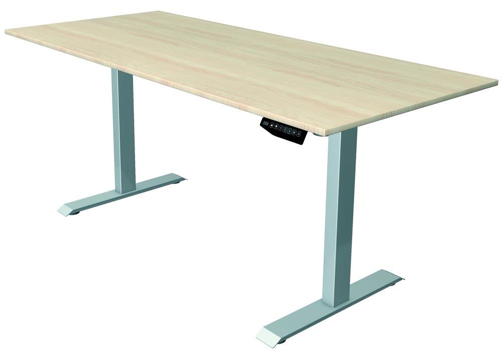 Schreibtisch el. höhenverstellbar, BxTxH 1800x800x740-1230 mm, Dekor ahorn, Gestell silber
