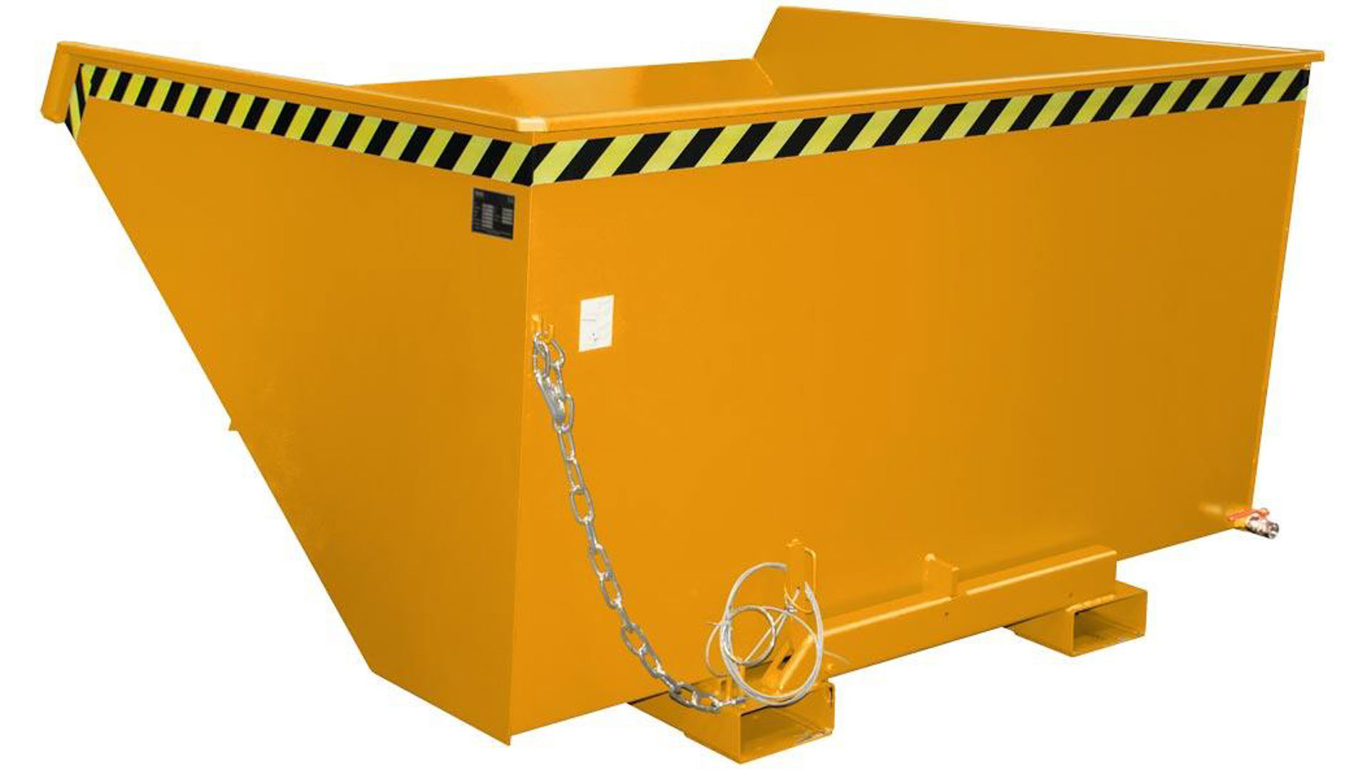 Späne-Selbstkippbehälter mit Abrollsystem, Volumen 0,60 cbm, LxBxH 1260x1070x835 mm, lackiert RAL 2000 orange