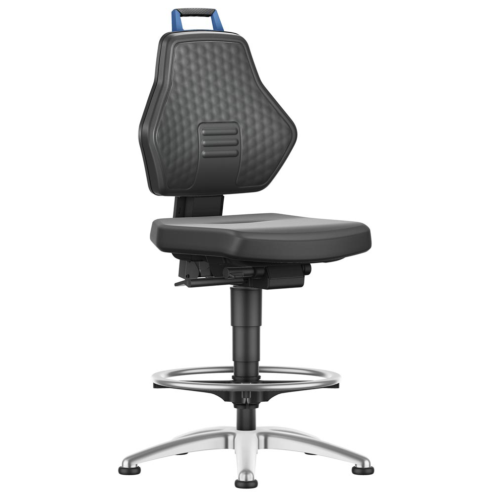 Arbeitsstuhl, Drehstuhl,  Ergonomie-Paket, Kunstleder schwarz, Gleiter und Fußring