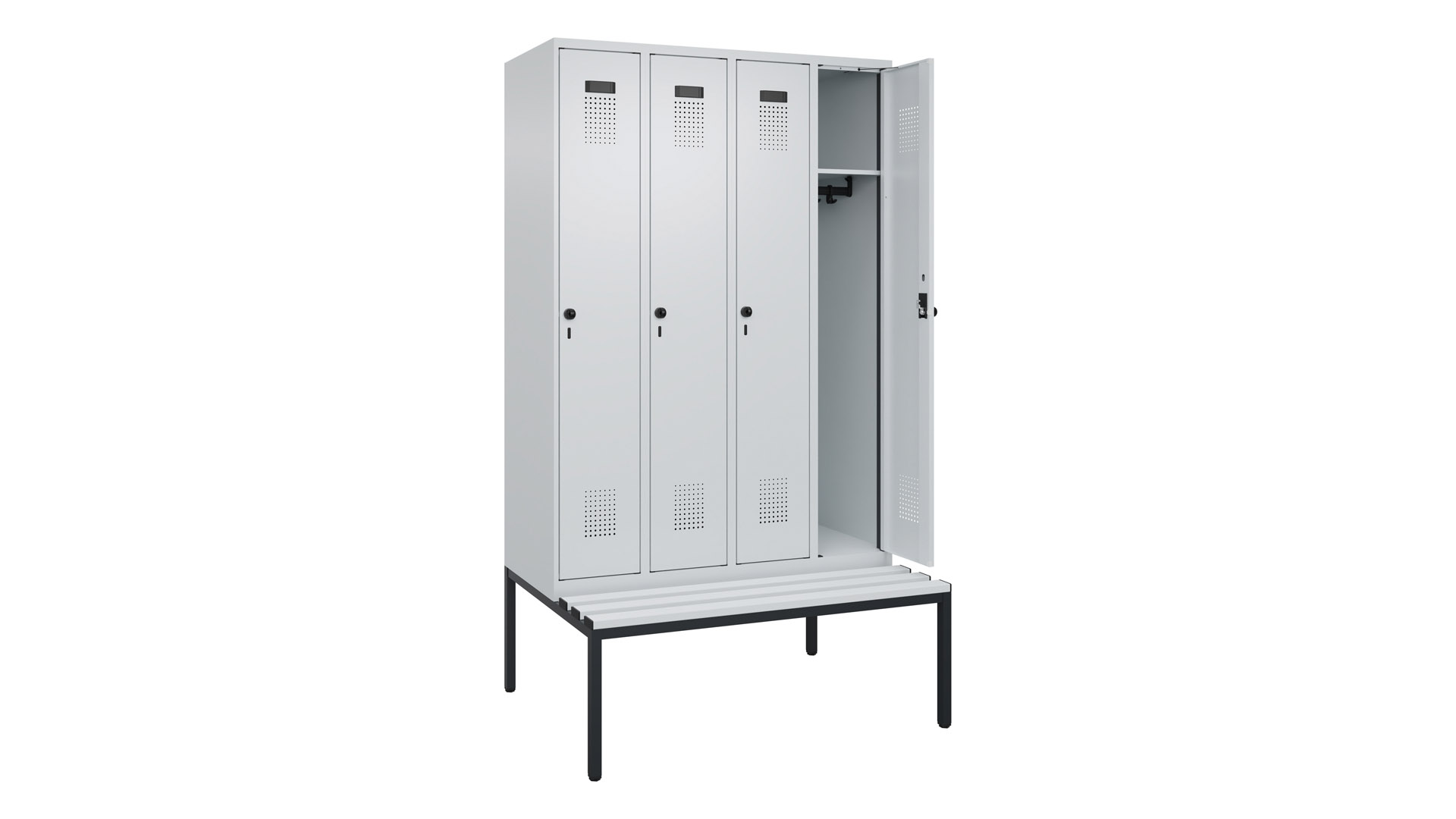 Spind - Garderobenschrank, Breite 120 cm, Höhe 212 cm, Tiefe 50 cm, 4 Abteile