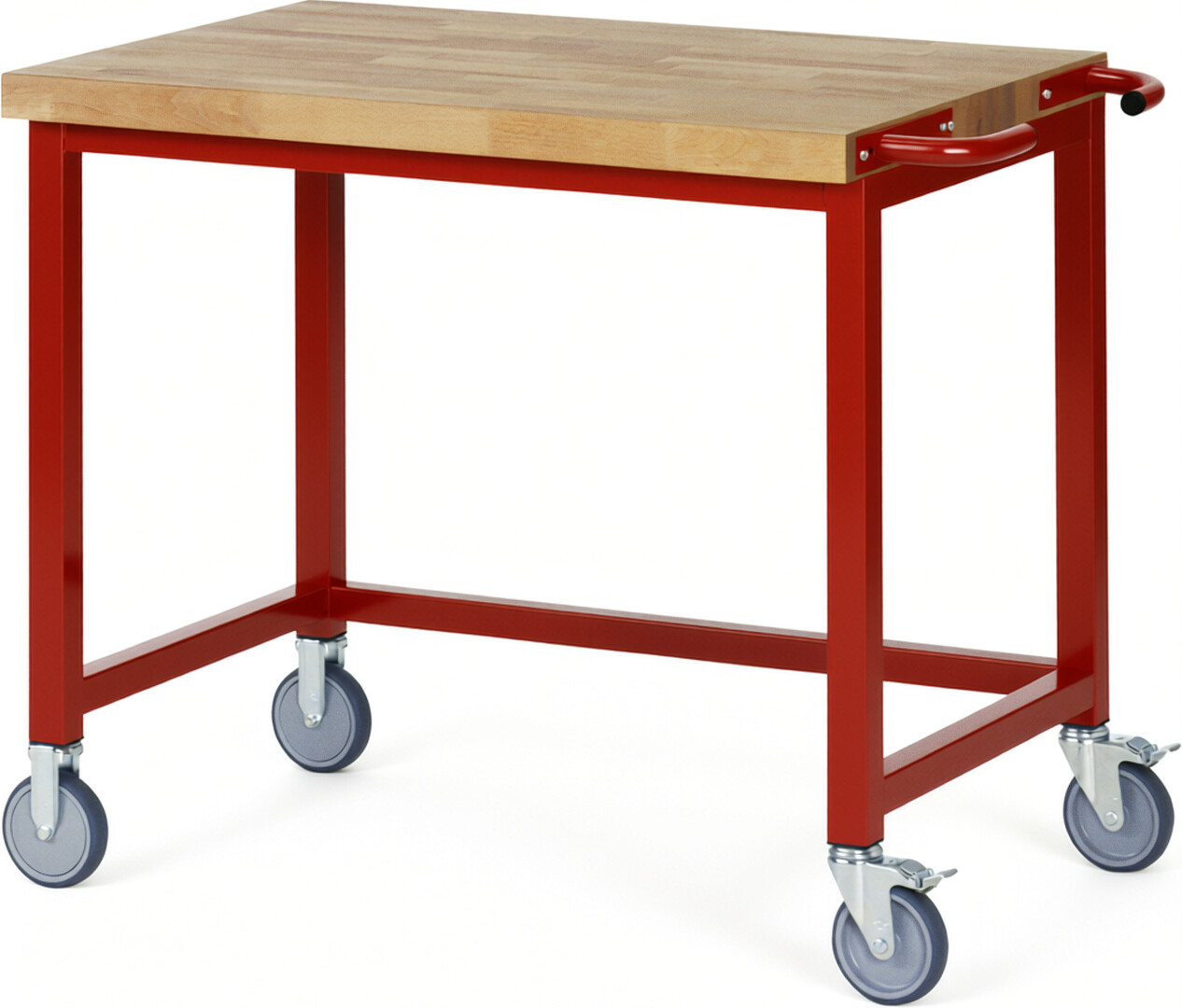 RAU Werkbank rot - Breite 100 cm - Tiefe 70 cm - Höhe 88 cm - Buche-Massiv Arbeitsplatte 40 mm