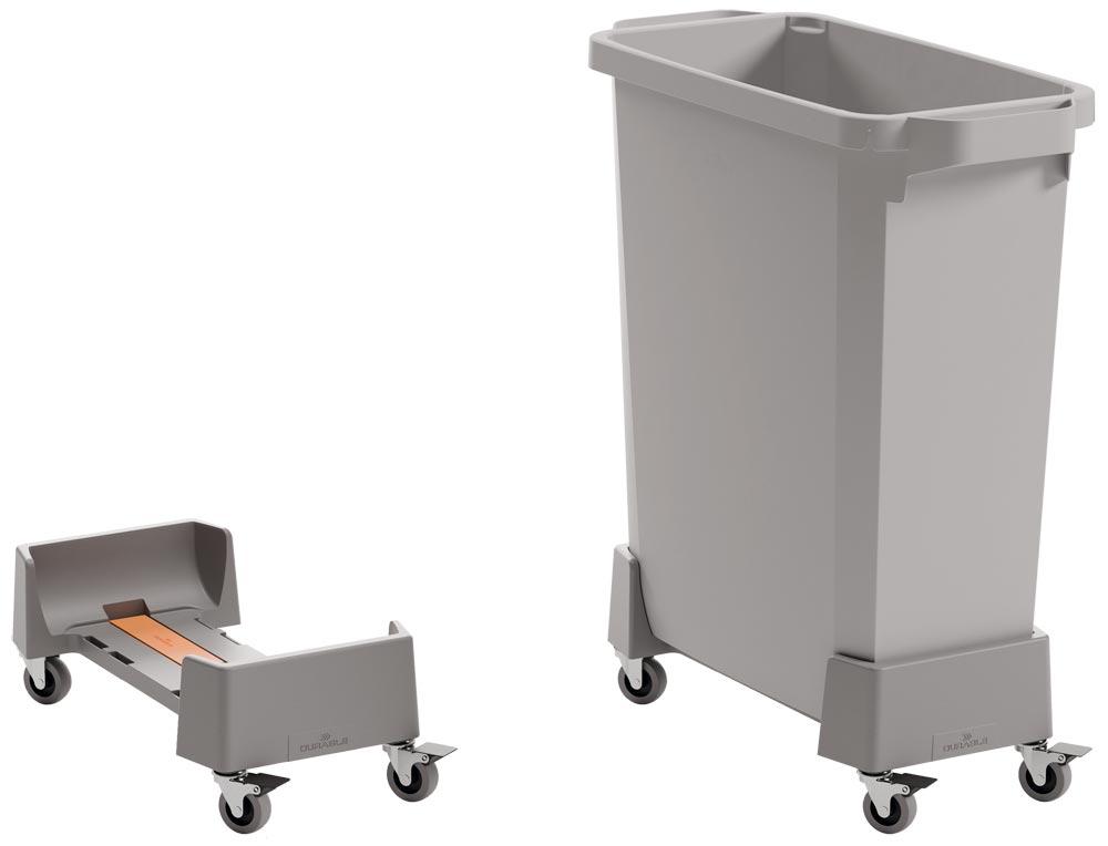 Fahrwagen aus recyceltem PP, für Abfallbehälter mit Volumen 60 l, 4 Lenkrollen, Traglast 80 kg