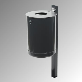 Abfallbehälter mit Pfosten - Edelstahldeckel - 50 l - mit Ascher - eisenglimmer