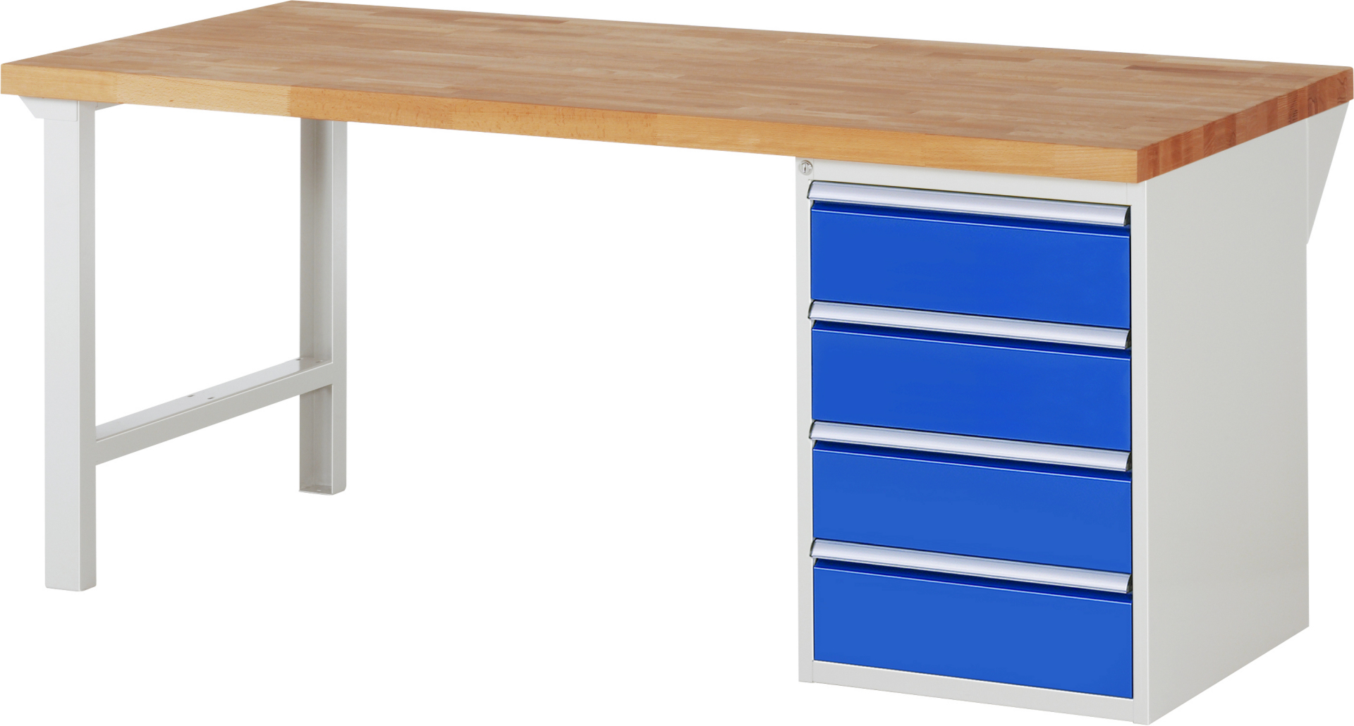 Werkbank Modell 7509 rot - schwarz, BxTxH 2000x900x840 mm,  Buche-Massiv Arbeitsplatte 40 mm,  4 Schubladen mit  Auszug 90 %