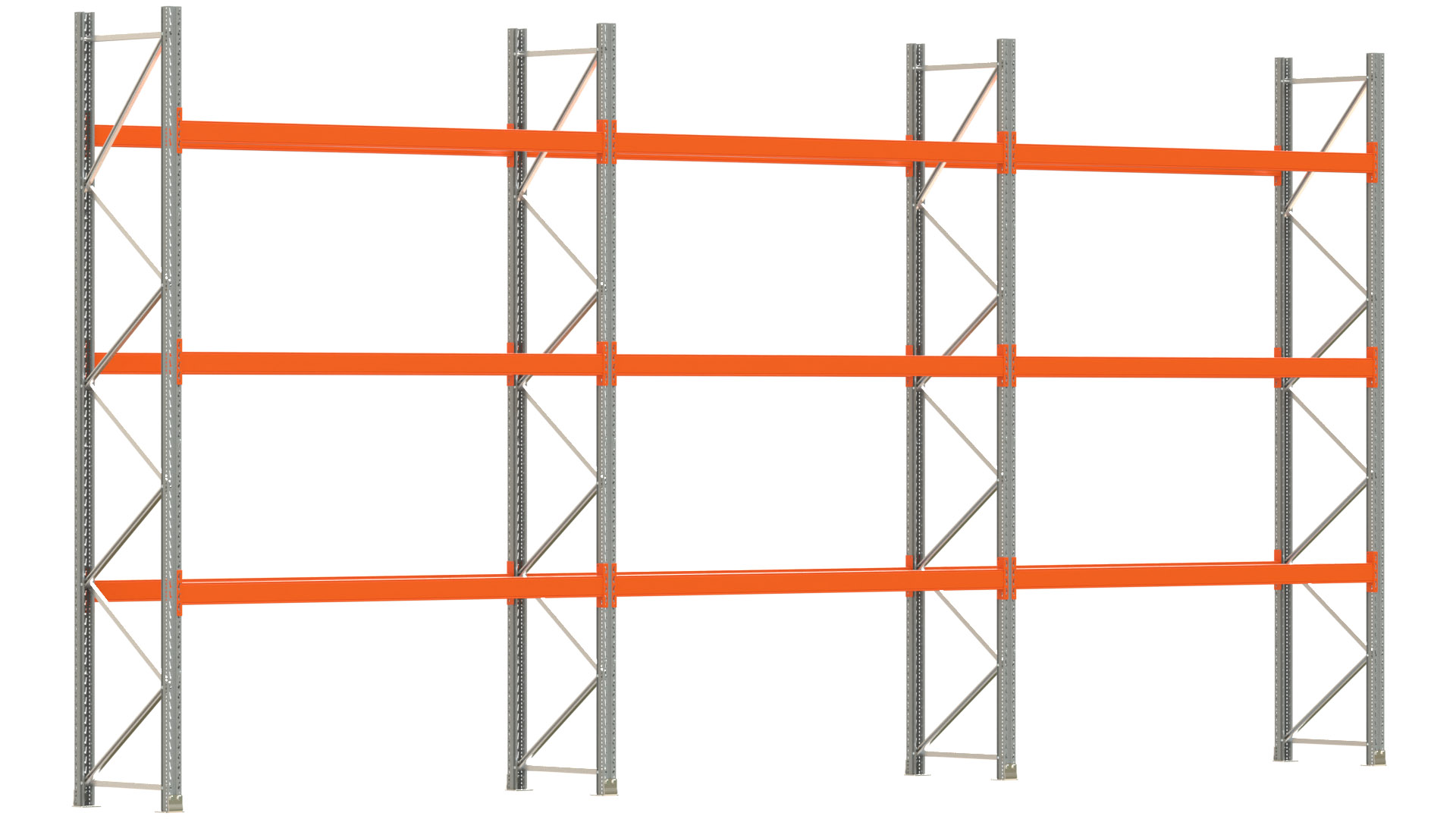 Palettenregal ARTUS - Breite 844 cm - Höhe 400 cm - Tiefe 80 cm - Fachlast 2000 kg - 24 Palettenstellplätze