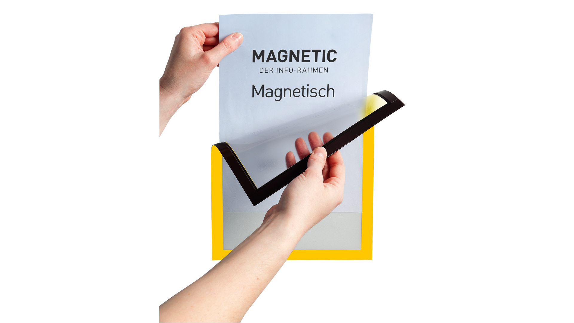 Inforahmen, magnetisch, DIN A4, BxH 210x297 mm, gelb, VE 5 Stück, Mindestabnahme 2 VE