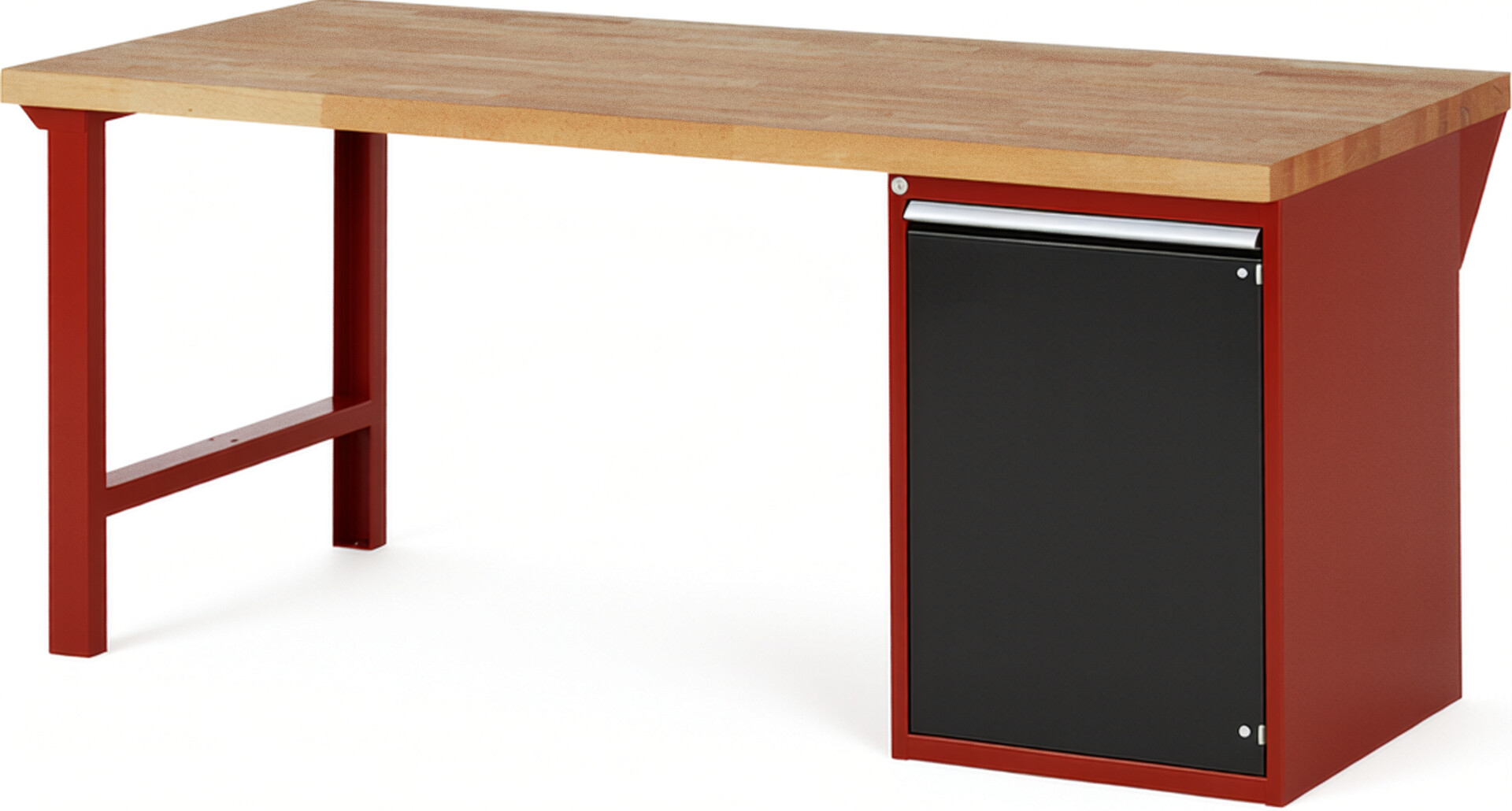 Werkbank Modell 7501 rot - schwarz, BxTxH 2000x900x890 mm,  Buche-Massiv Arbeitsplatte 40 mm