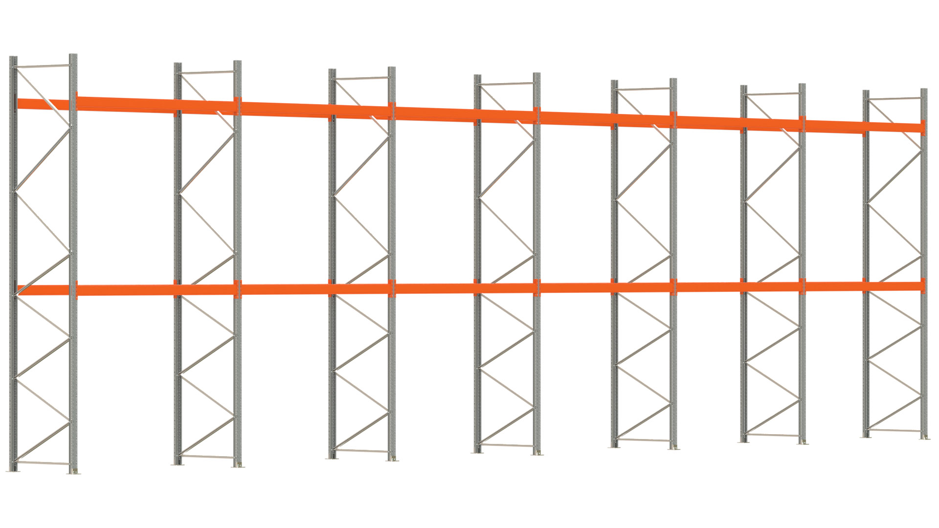 Palettenregal ARTUS - Breite 1679,5 cm - Höhe 500 cm - Tiefe 110 cm - Fachlast 3000 kg - 54 Palettenstellplätze