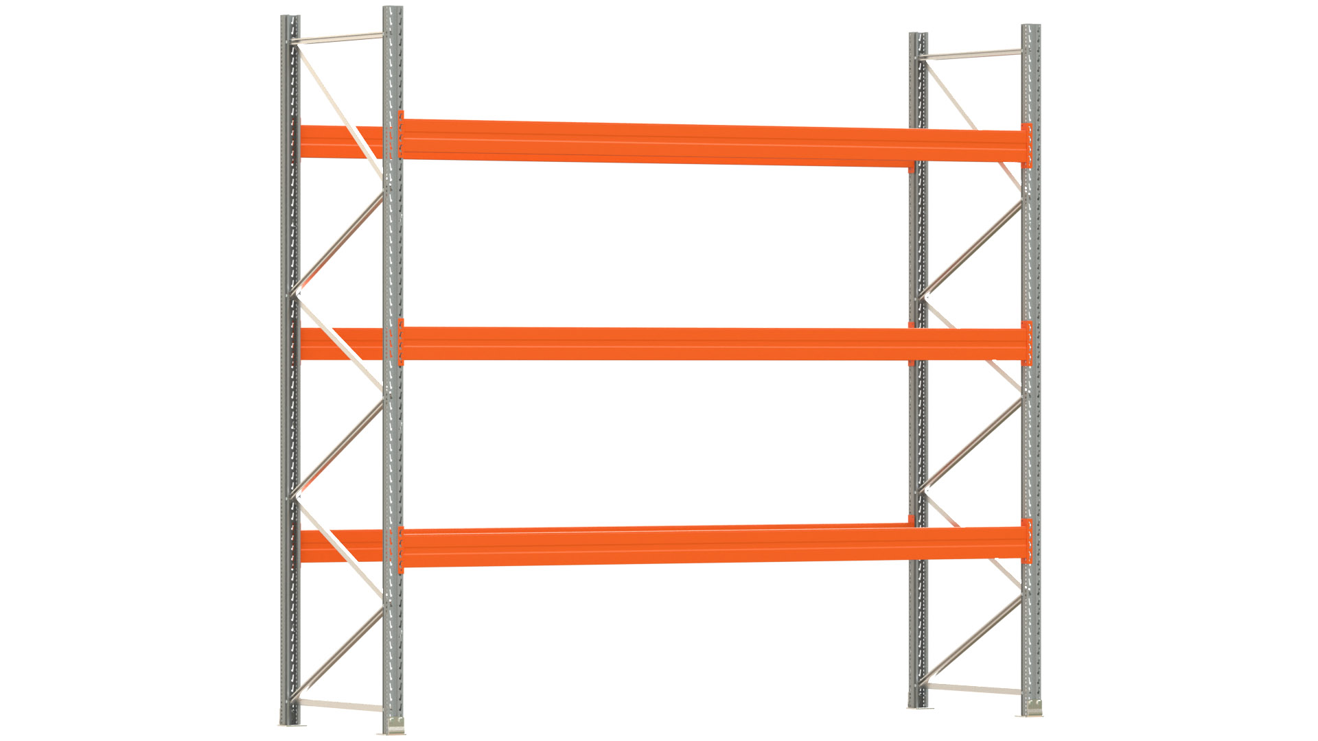 Palettenregal ARTUS - Breite 377 cm - Höhe 350 cm - Tiefe 110 cm - 3 Träger-Ebenen - Fachlast 3000 kg - 16 Palettenstellplätze