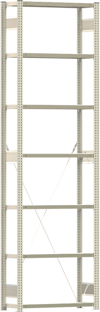 Fachbodenregal BERT - Breite: 87,5 cm - Tiefe: 30 cm - Höhe: 300 cm - 7 Böden - Grundregal