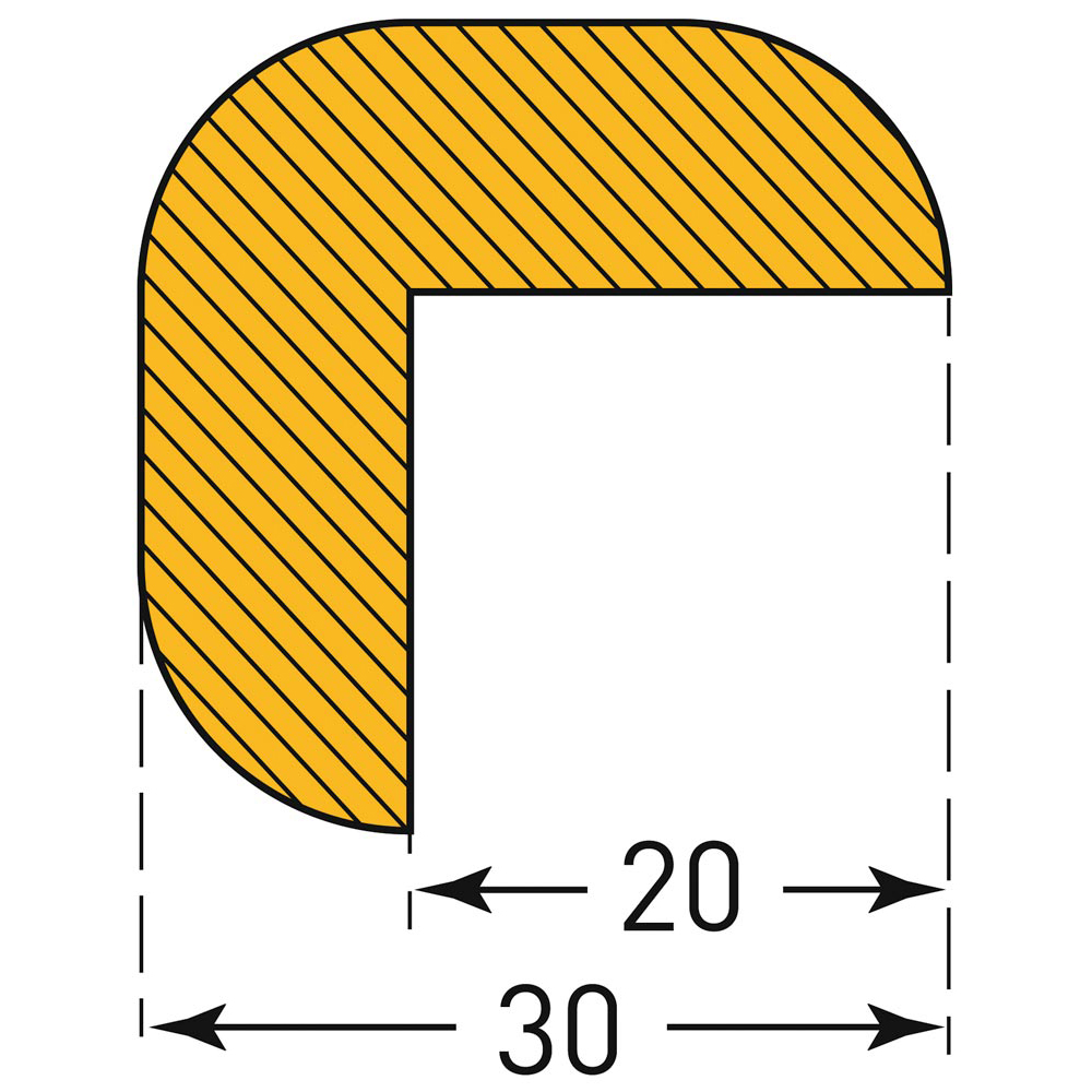 Schutzprofil, Winkel, 30x30 mm,gelb/schwarz, magnetisch, Länge 1000 mm