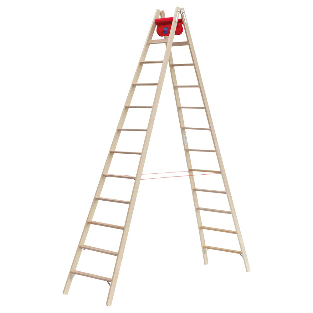 Holz - Stufenstehleiter 2 x 12 Stufen, Arbeitshöhe 4,25 m