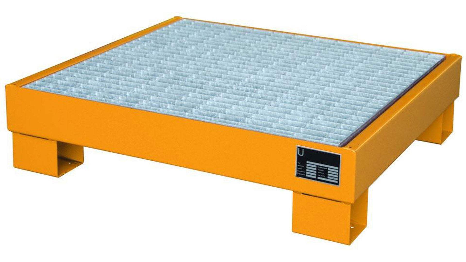 Auffangwanne - Volumen 61 l - mit Gitterrost - 220 x 900 x 800 mm - gelborange