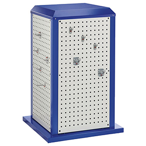 Tool-Tower klein, BxTxH 700x700x1100 mm, stationär, 4 Lochplatten, RAL 5010/7035