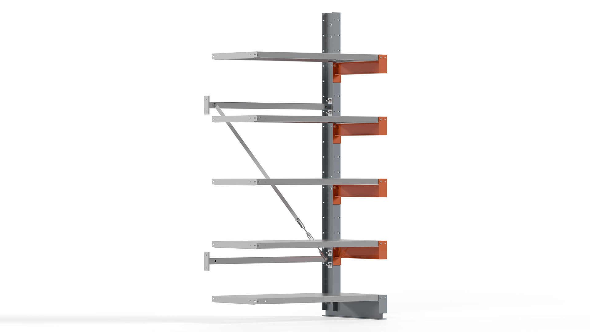 Kragarmregal KARL basic - Anbaufeld - Breite: 100 cm - Höhe: 200 cm - Tiefe: 62 cm - Traglast je Arm: 870 kg - einseitig