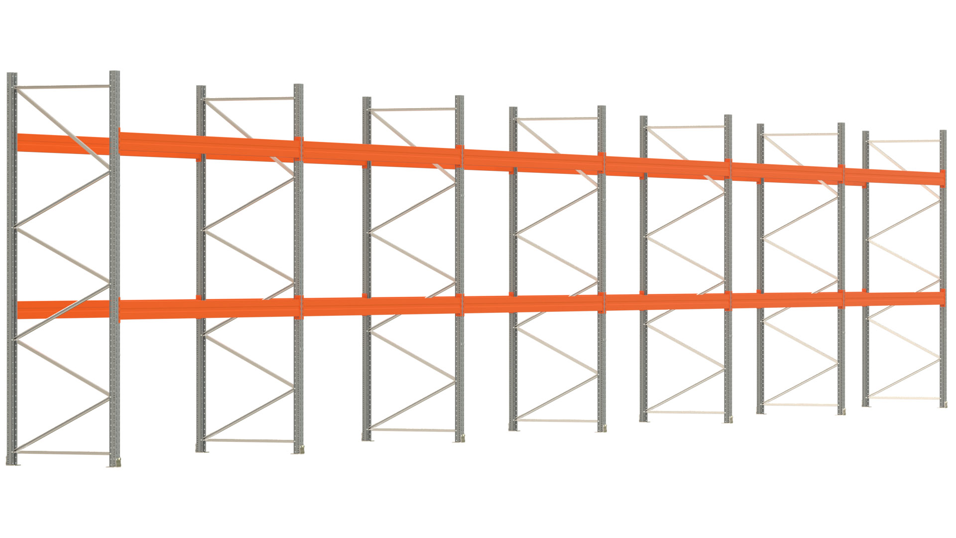 Palettenregal ARTUS - Breite 2219,5 cm - Höhe 350 cm - Tiefe 110 cm - Fachlast 3700 kg - 72 Palettenstellplätze