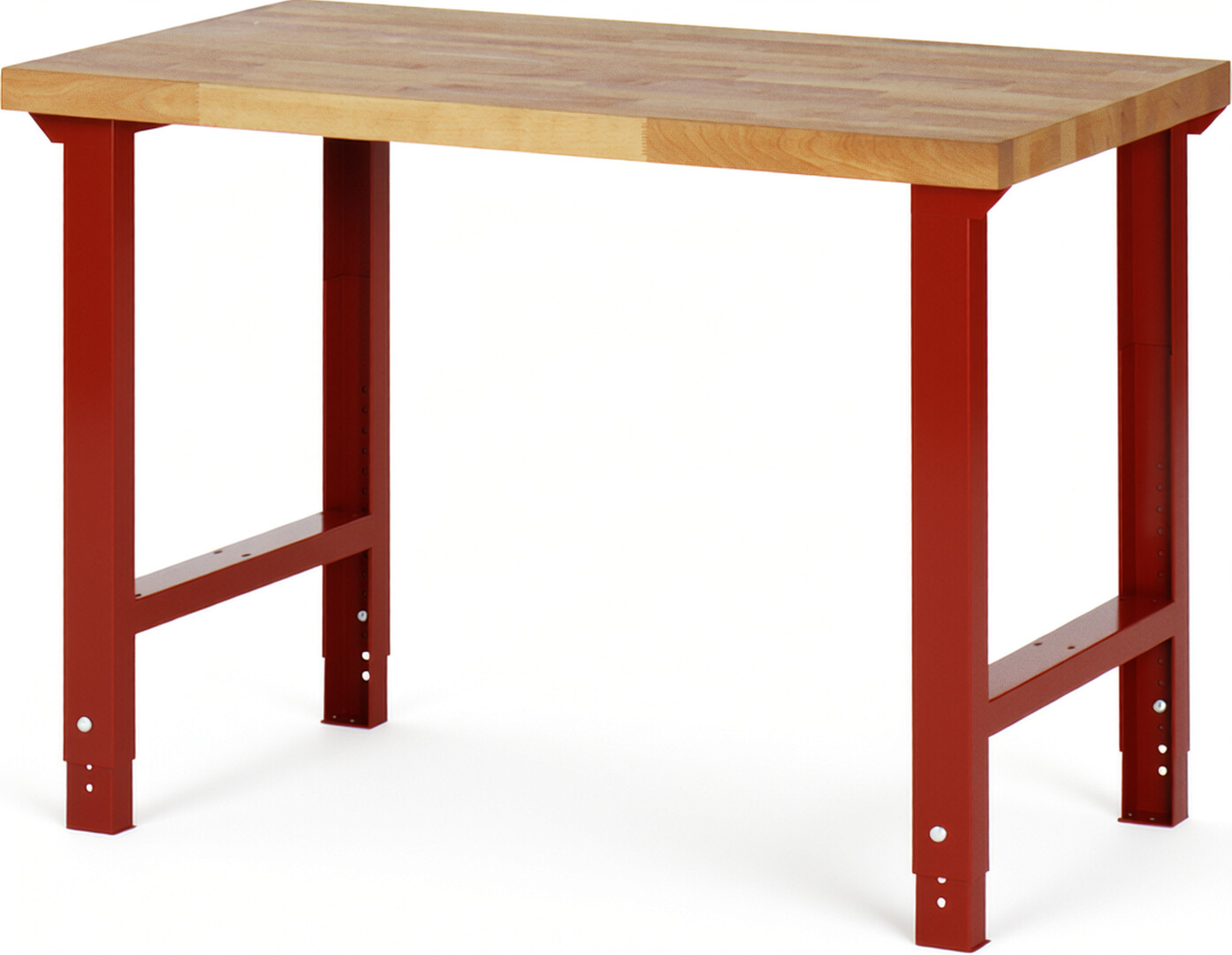 RAU Werkbank rot - Breite 125 cm - Tiefe 70 cm - Höhe 114 cm - Buche-Massiv Arbeitsplatte 40 mm