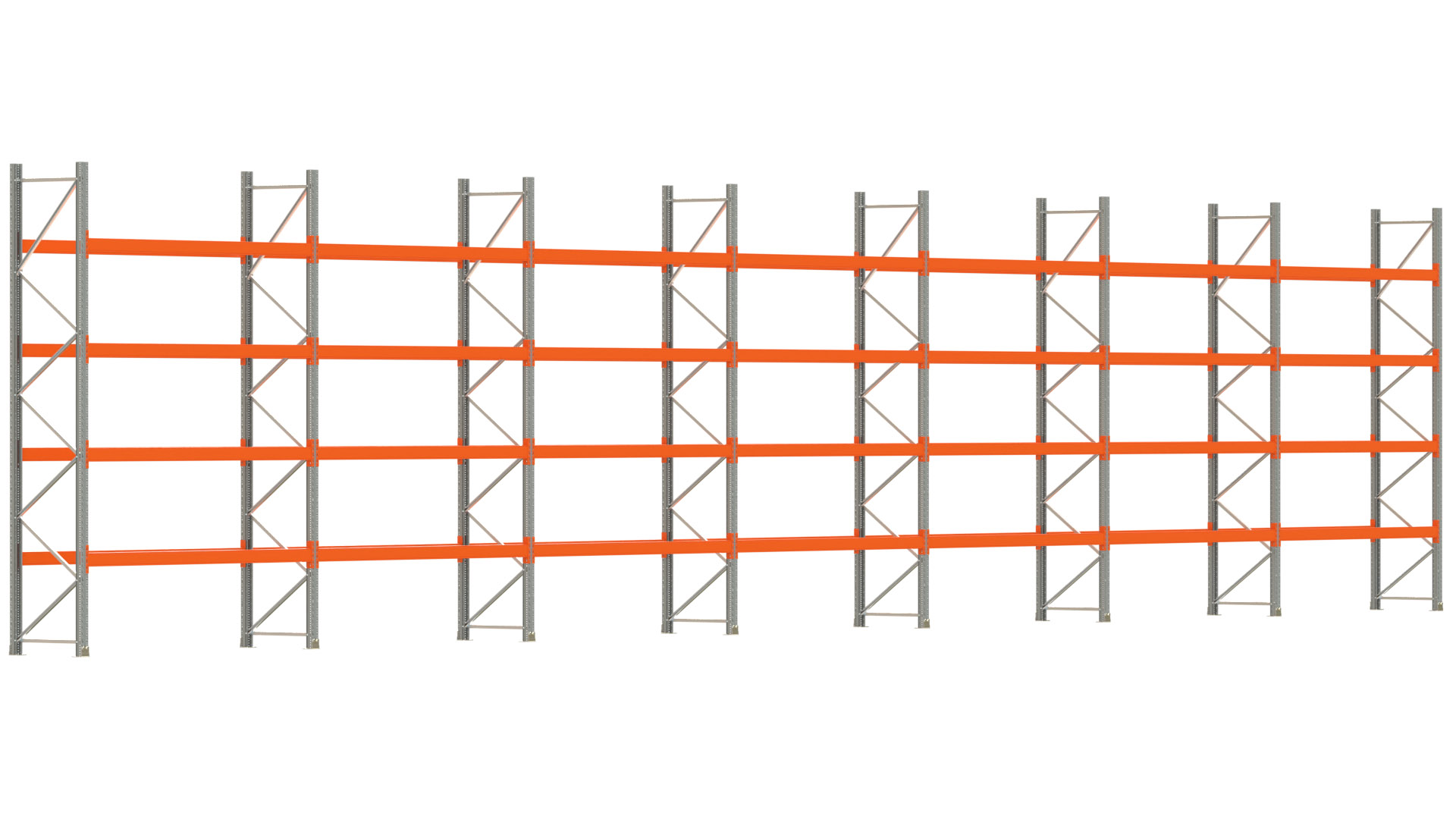 Palettenregal ARTUS - Breite 1958 cm - Höhe 400 cm - Tiefe 80 cm - Fachlast 2320 kg - 70 Palettenstellplätze