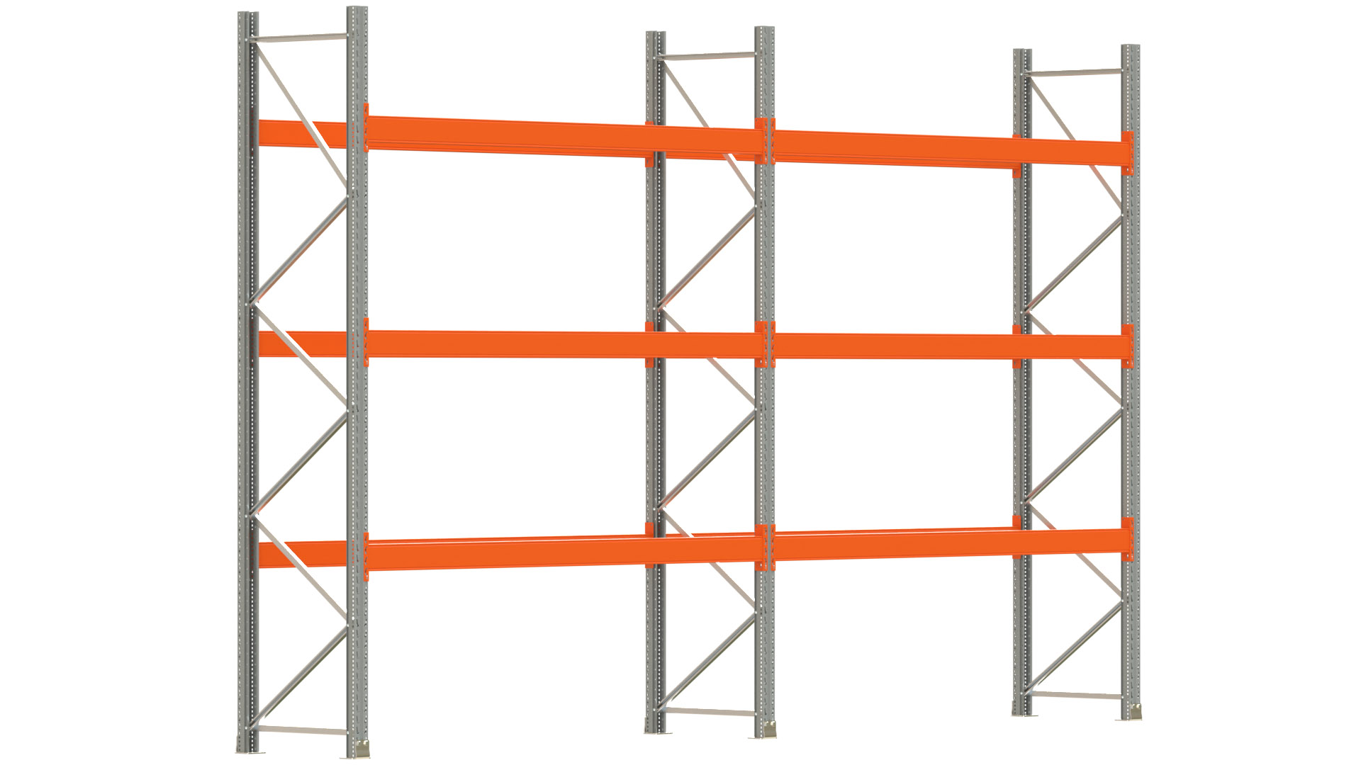 Palettenregal ARTUS - Breite 565,5 cm - Höhe 350 cm - Tiefe 80 cm - Fachlast 3000 kg - 16 Palettenstellplätze
