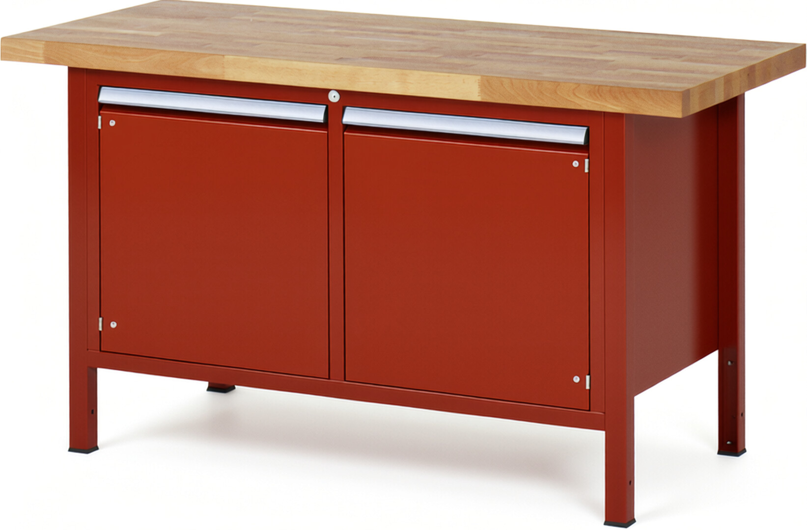 Werkbank Modell 8465 rot, BxTxH 1500x700x840-1040 mm,  Buche-Massiv Arbeitsplatte 40 mm
