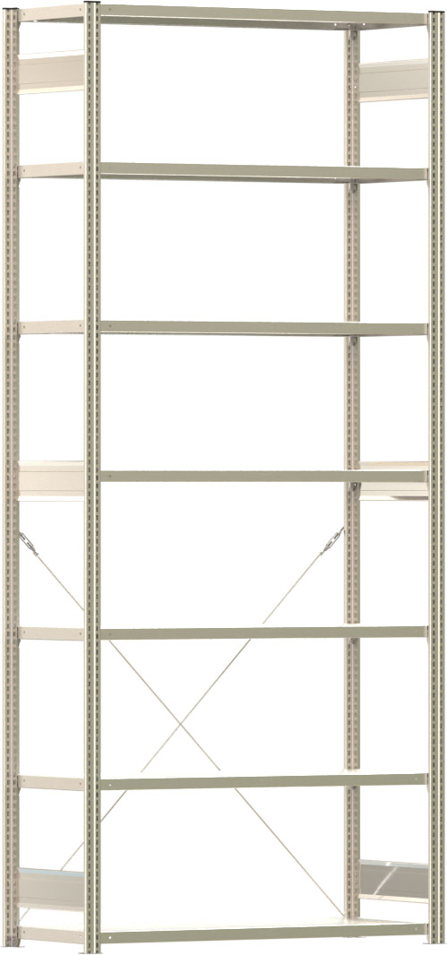 Fachbodenregal BERT - Breite: 128,5 cm - Tiefe: 50 cm - Höhe: 300 cm - 7 Böden - Grundregal
