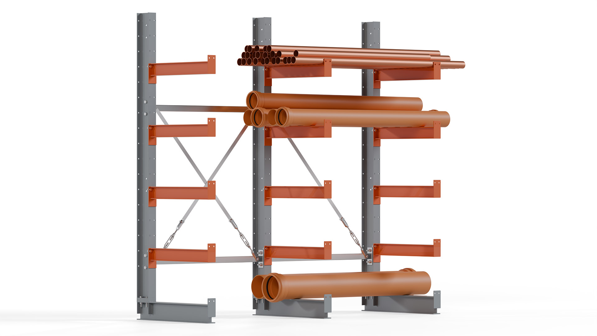 Kragarmregal KARL basic - lackiert - Breite: 200 cm - Höhe: 200 cm - Tiefe: 60 cm - Traglast je Kragarm: 730 kg - einseitig