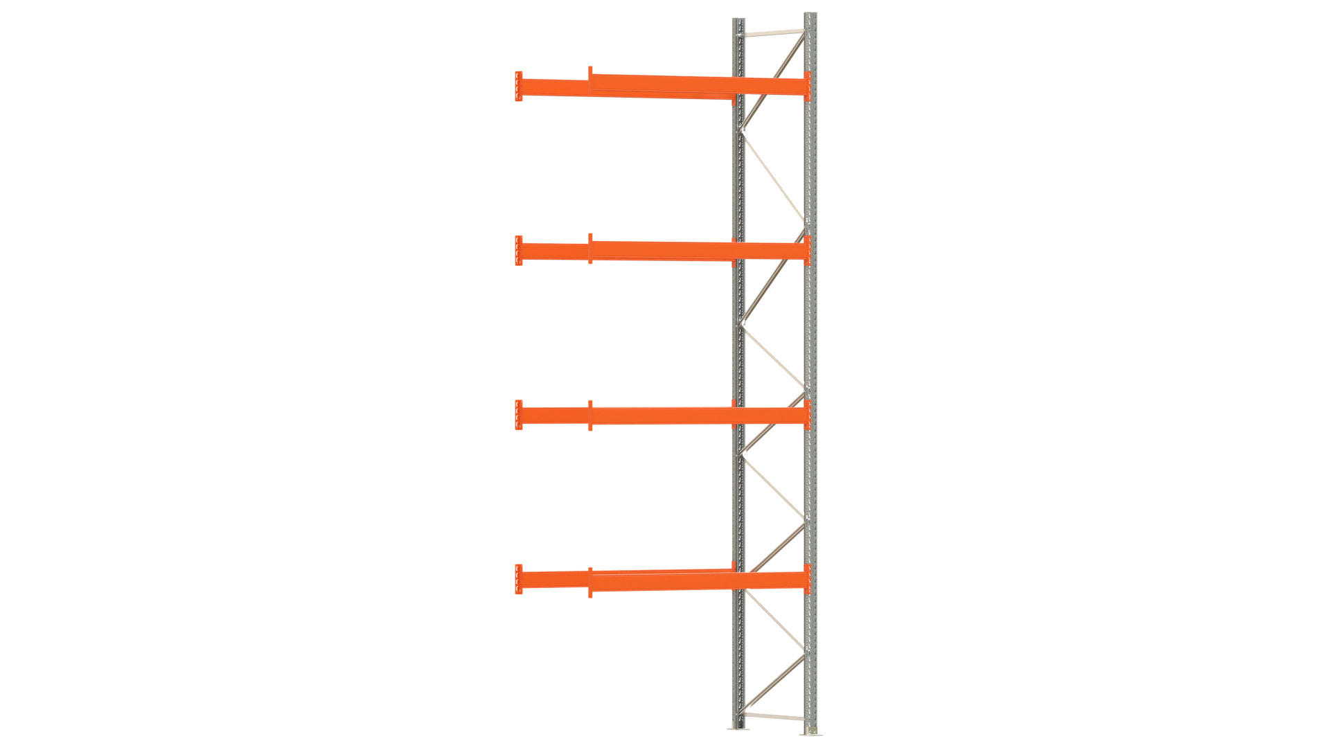 Palettenregal ARTUS - Anbaufeld - Breite 198,5 cm - Höhe 550 cm - Tiefe 110 cm - 4 Träger Ebenen