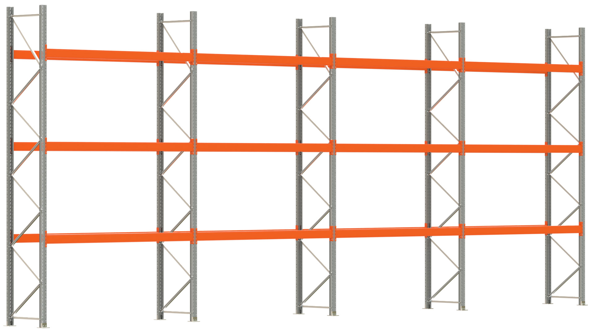 Palettenregal ARTUS - Breite 1122,5 cm - Höhe 450 cm - Tiefe 80 cm - Fachlast 2910 kg - 32 Palettenstellplätze