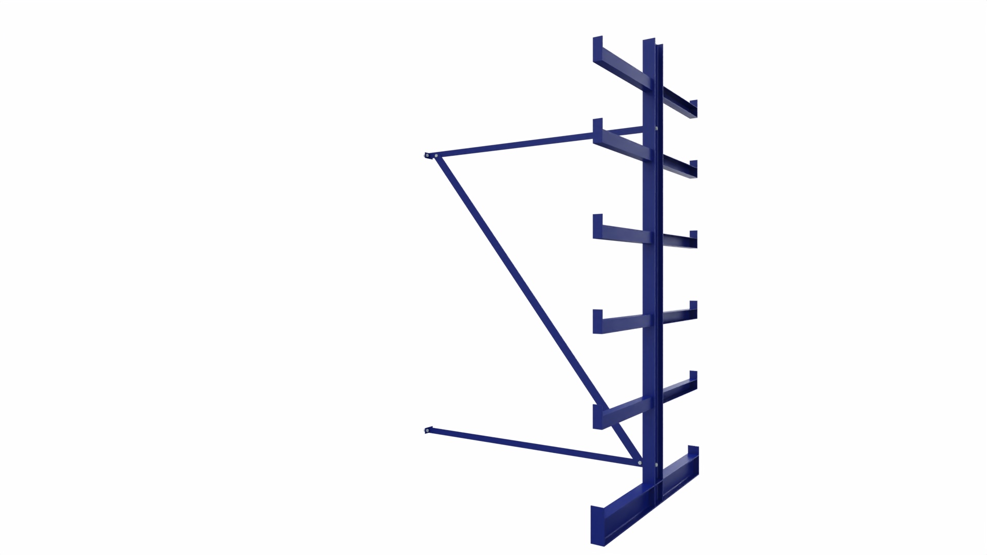 Kragarmregal KARL  light - lackiert - Anbaufeld - Breite: 125 cm - Höhe: 200 cm - Tiefe: 124 cm - Traglast je Arm: 200 kg - doppelseitig