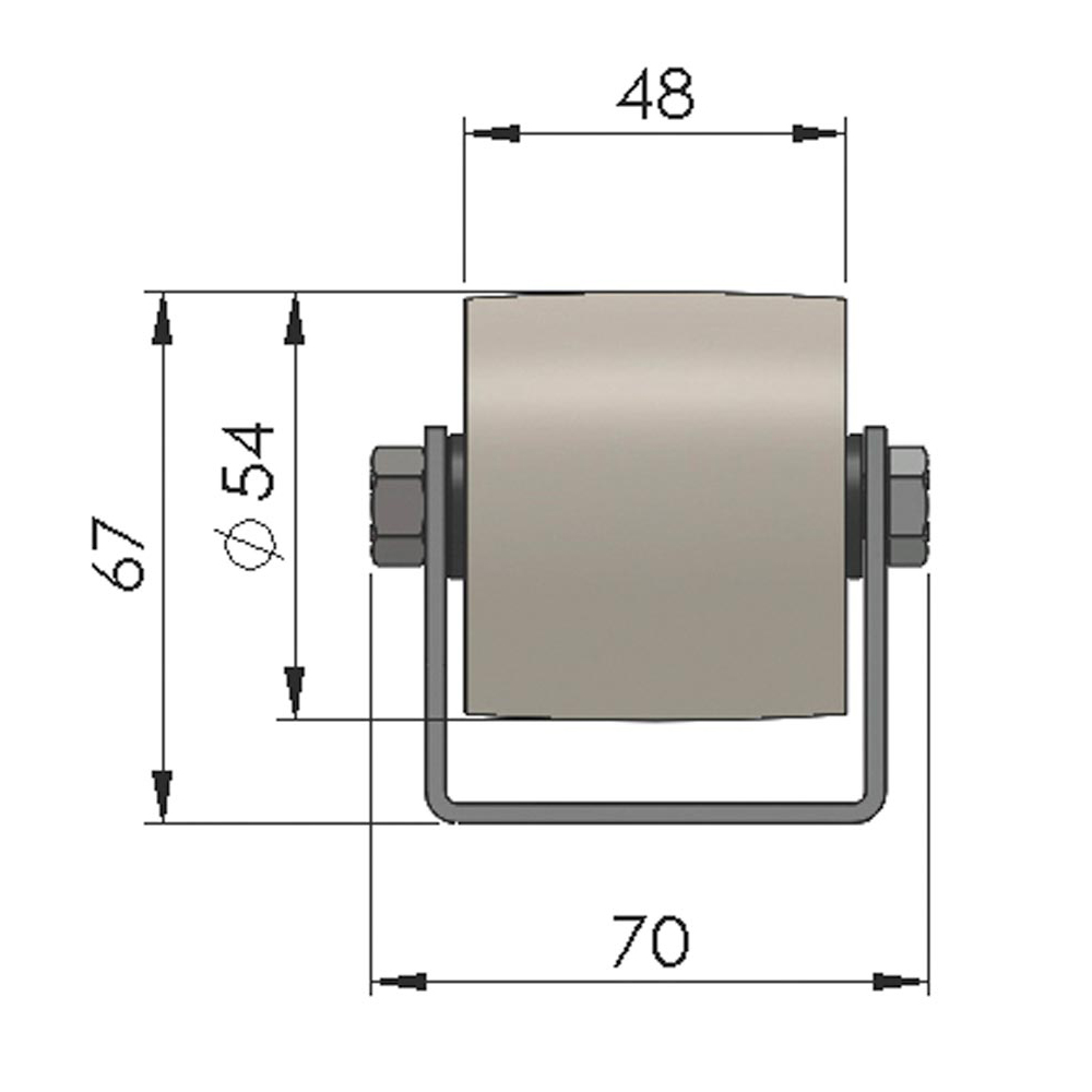 Colli-Rollenschiene, Profil 50/58/50x2,5 mm, verzinkt, Polyamidrollen, Traglast 150 kg, Bauhhöhe 67 mm, Achsabstand 133 mm