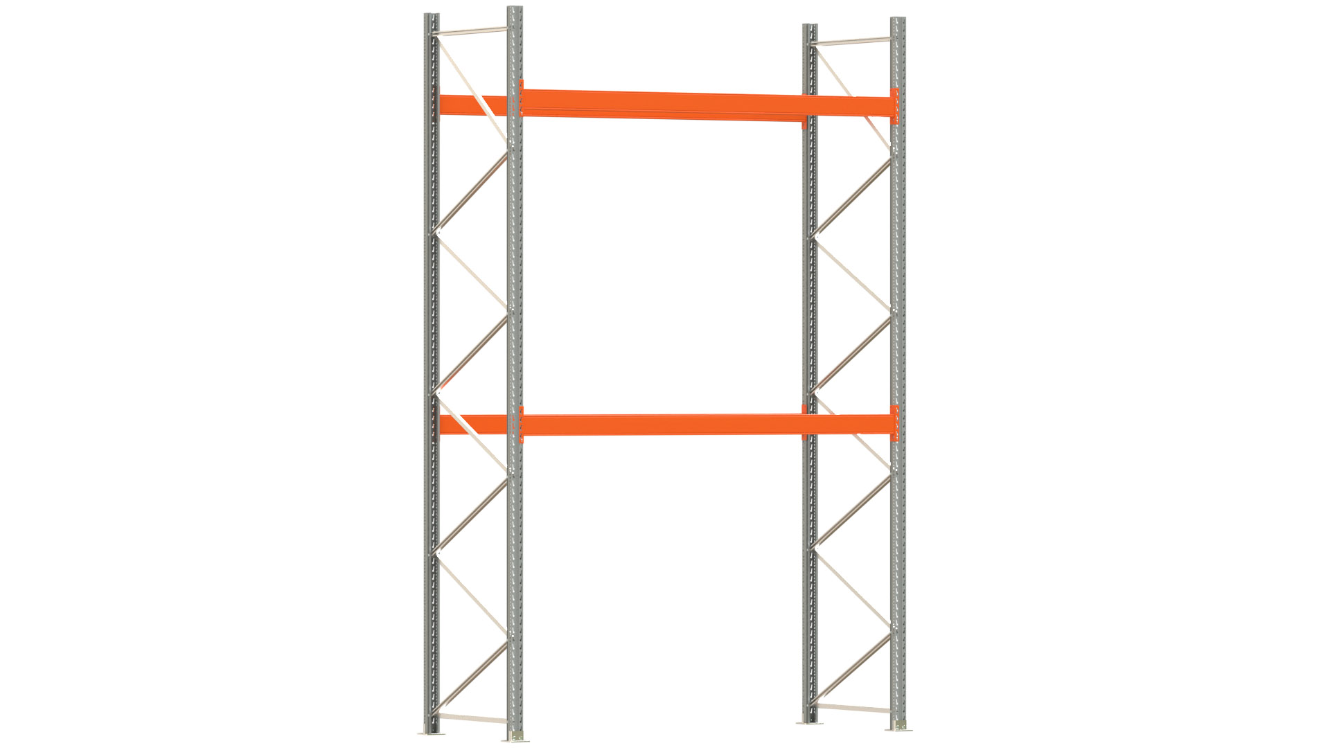 Palettenregal ARTUS - Breite 287 cm - Höhe 450 cm - Tiefe 110 cm - 2 Träger-Ebenen - Fachlast 3000 kg - 9 Palettenstellplätze