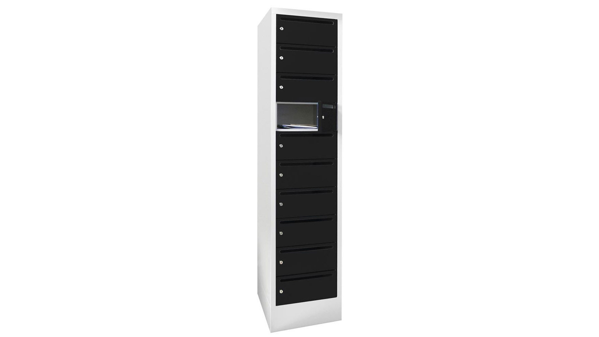 Postverteilerschrank, Breite 40 cm, Höhe 185 cm, Tiefe 50 cm, 10 Fächer