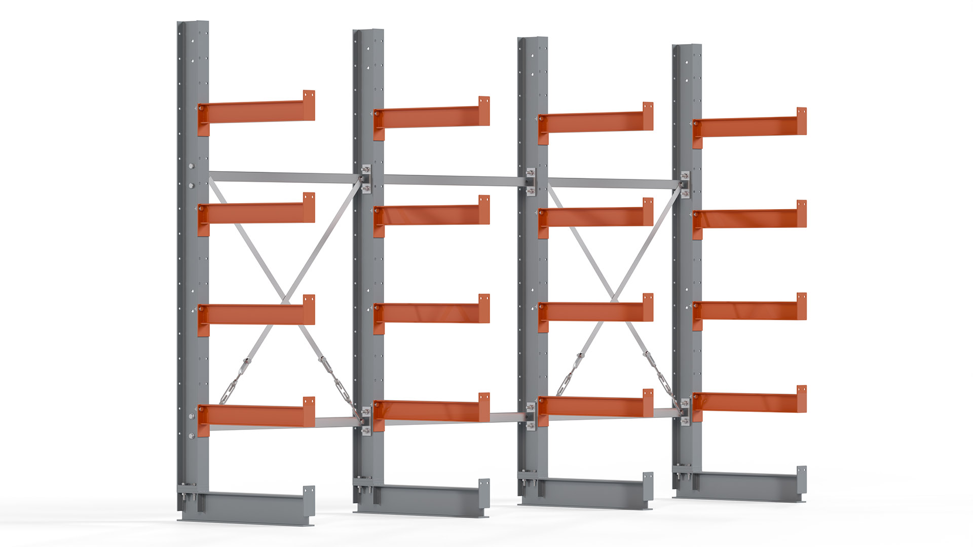 Kragarmregal KARL basic - lackiert - Breite: 300 cm - Höhe: 200 cm - Tiefe: 60 cm - Traglast je Kragarm: 730 kg - einseitig