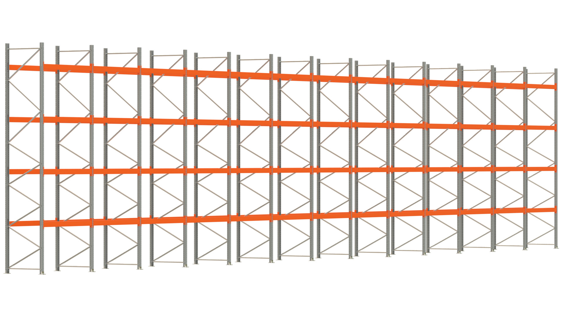 Palettenregal ARTUS - Breite 2589 cm - Höhe 550 cm - Tiefe 110 cm - Fachlast 2000 kg - 130 Palettenstellplätze