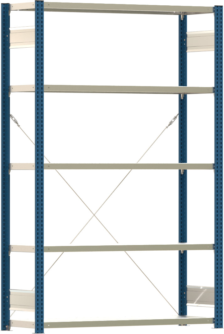 Fachbodenregal BERT - Breite: 128,5 cm - Tiefe: 40 cm - Höhe: 200 cm - 5 Böden - Grundregal