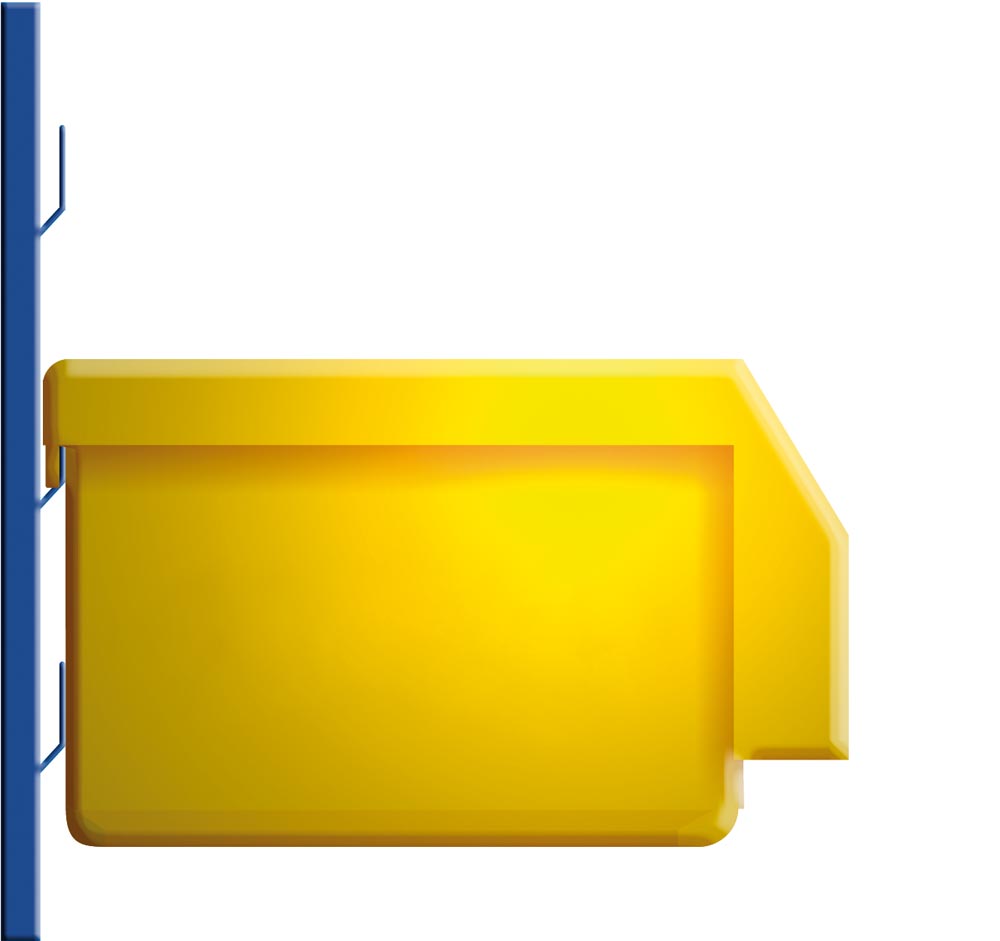 Mobiles Montageregal mit Sichtlagerkästen, doppelseitig, Anzahl Kästen: 36 x Gr. 6 grau, 48 x Gr. 8 gelb, BxTxH 1000x500x890 mm